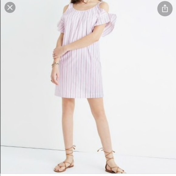 Madewell Cold Shoulder Stripe Dress Plus BONUS - Picture 2 of 7
